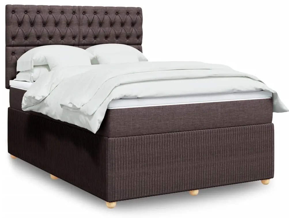 Cama com molas/colchão 140x200 cm tecido castanho-escuro