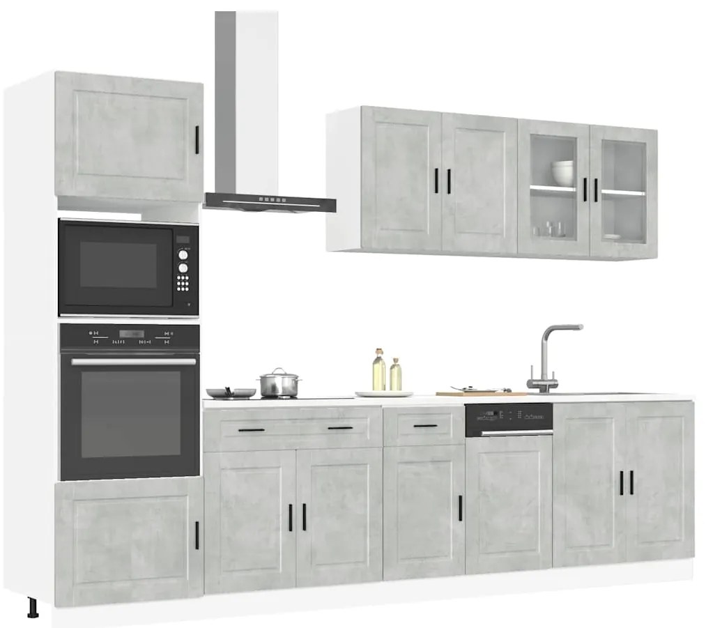 7 peças armário de cozinha conjunto Kalmar cinzento cimento