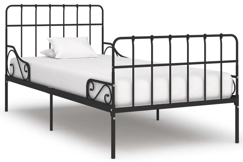 Estrutura de cama com estrado de ripas 100x200 cm metal preto