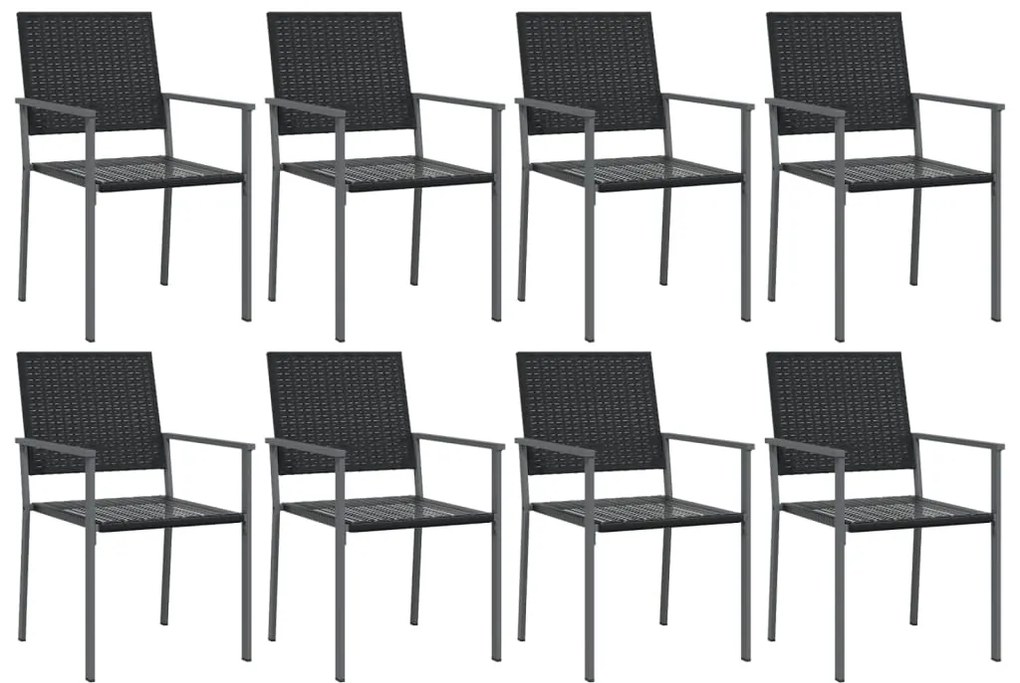 9 pcs conjunto de jantar p/ jardim vime PE e aço