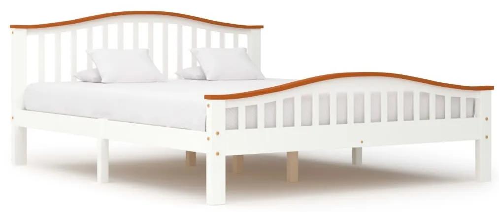 Estrutura de cama pinho maciço 160x200 cm cor branco e carvalho