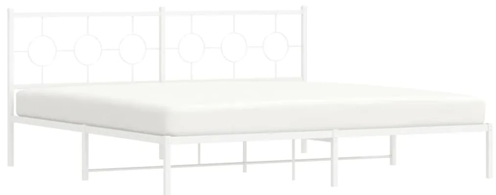 Estrutura de cama com cabeceira 200x200 cm metal branco