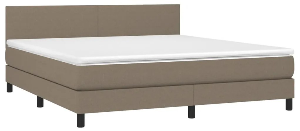 Cama box spring colchão/LED 160x200 cm tecido cinza-acastanhado