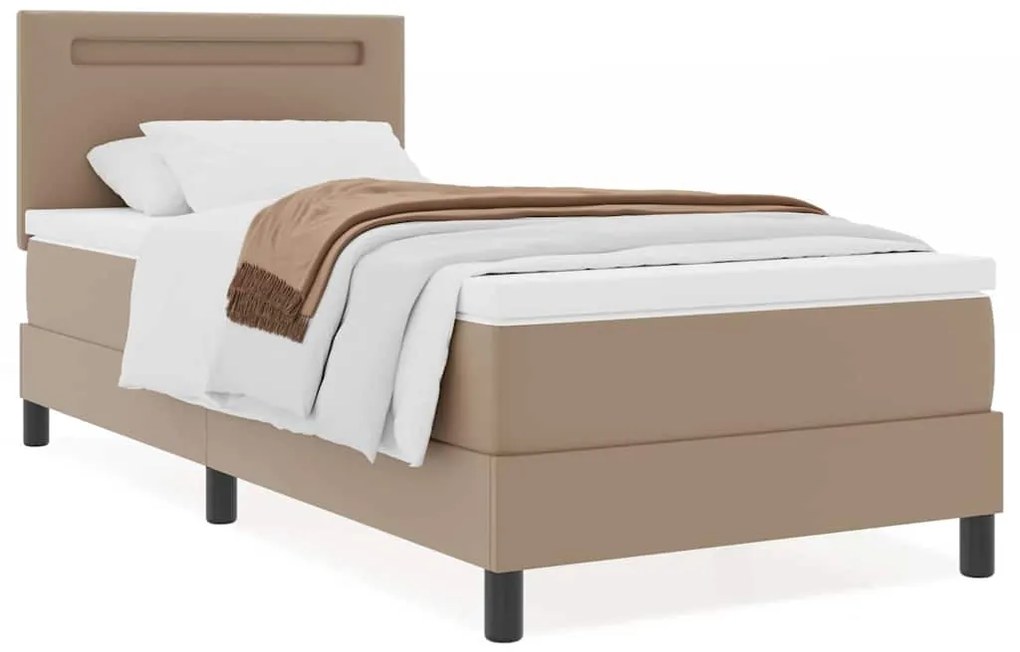 Cama Box com Colchão Cappuccino, 100 x 200 cm, em Couro Sintético