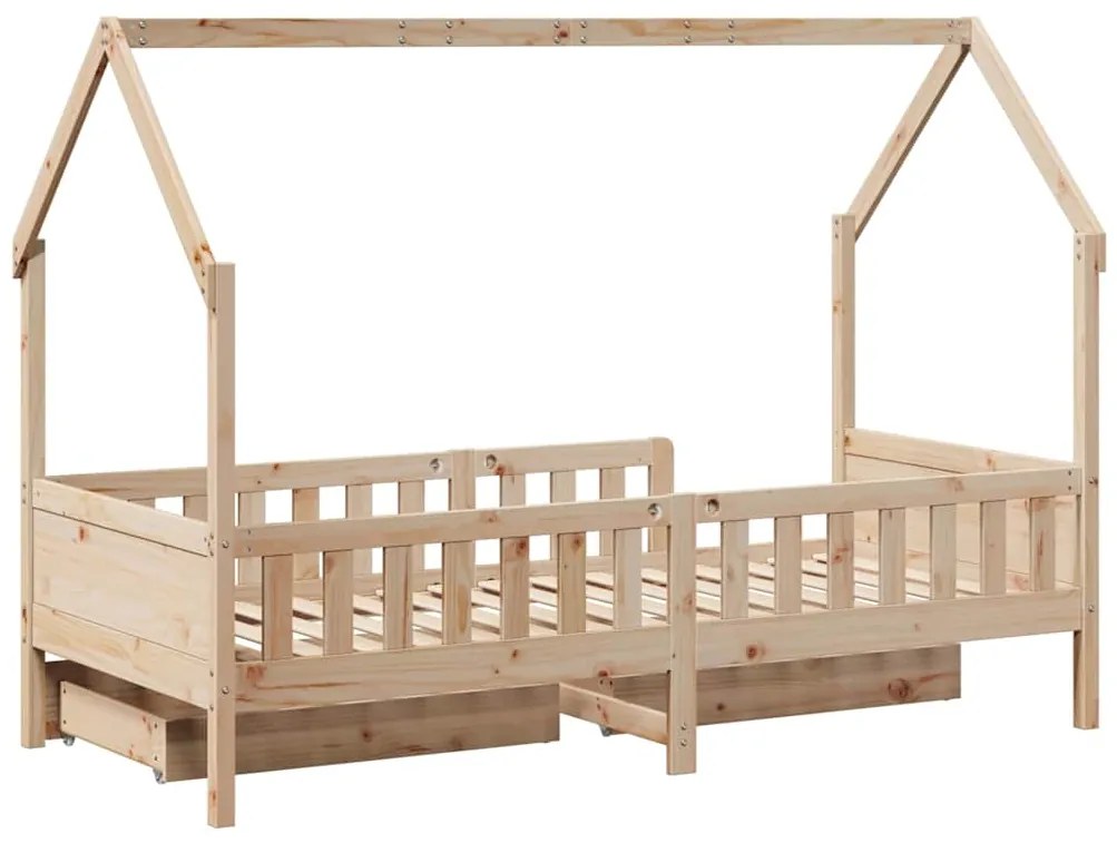 Estrutura de cama infantil c/ gavetas 90x200 cm pinho maciço