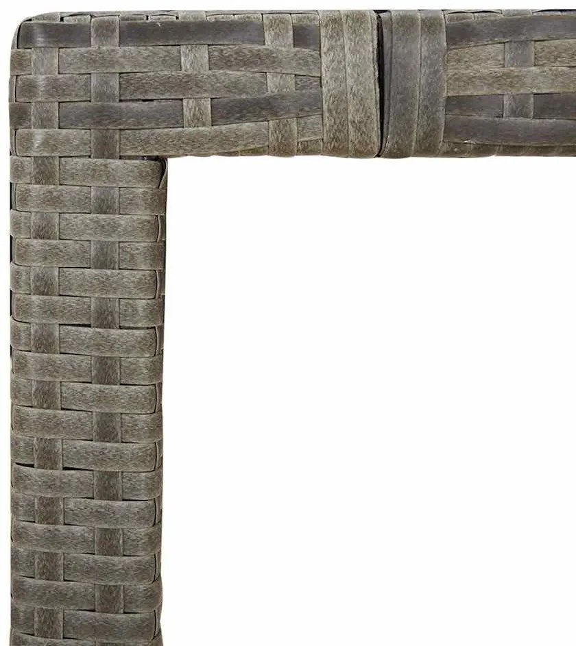 7 pcs conjunto bistrô de jardim c/ almofadões vime PE cinza