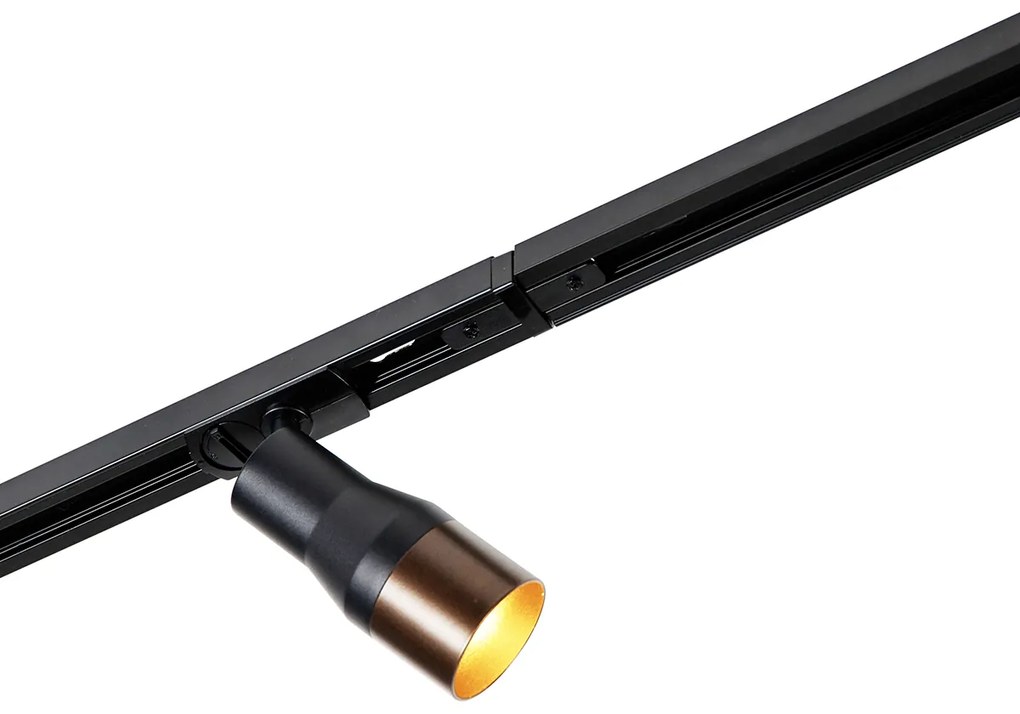 Sistema de iluminação de trilho moderno com 5 focos preto com bronze escuro 1-fase - Iconic Kohua Moderno