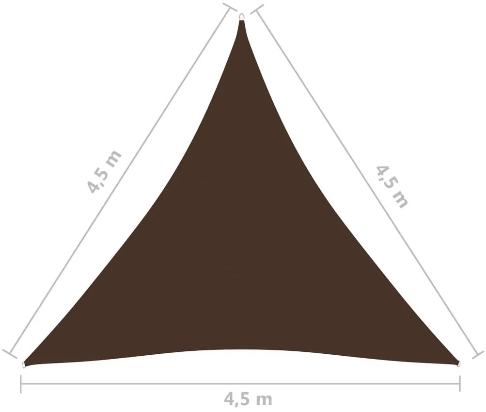 Para-sol vela tecido oxford triangular 4,5x4,5x4,5 m castanho