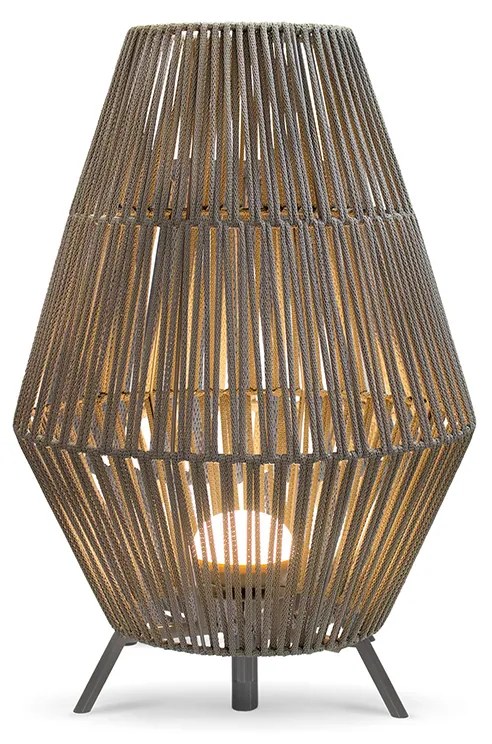 Candeeiro de Pé Taupe com LED Regulável, IP54, Recarregável e Comando Remoto - Conta Boêmio