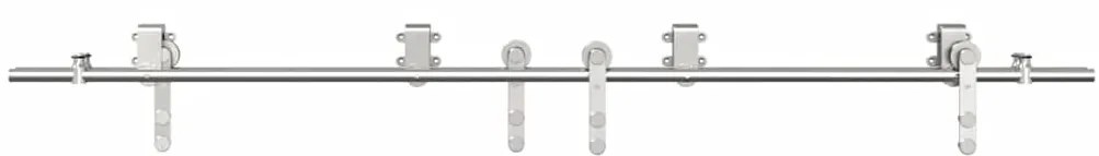 Kit ferragens p/ porta deslizante 200cm aço inoxidável prateado