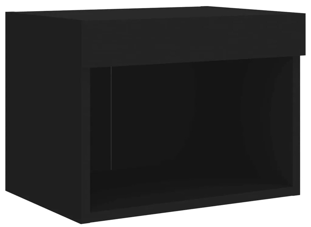 Mesa de cabeceira de parede com luzes LED preto