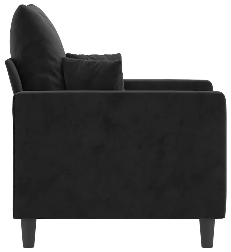 Poltrona Cinha - Cor Preto - 78x77x80 cm - Em Veludo e Estrutura em Me