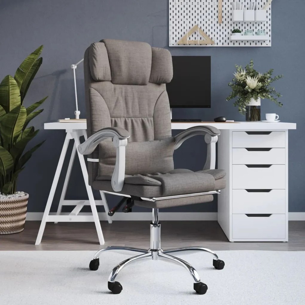 vidaXL Cadeira de escritório reclinável de massagens cinza-acastanhado