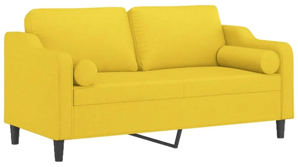 Sofá 2 lug. + almofadas decorativas 140 cm tecido amarelo-claro