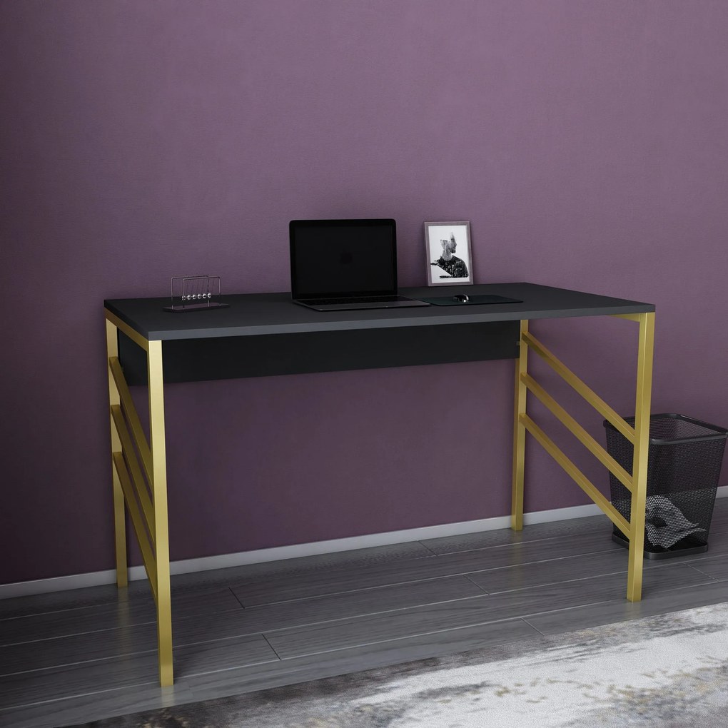 Secretária de Estudo Josephine – Dourado e Antracite – 120x60x74,8 cm