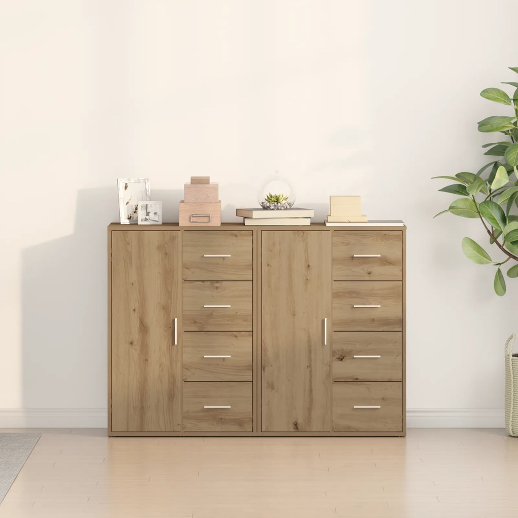 Buffets 2 pcs Carvalho Artesanal 60x31x84 cm Madeira de Engenharia