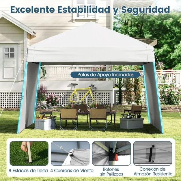 Tenda Pop up, jardim, feiras, eventos 430 x 280 cm (COM TOLDO) com 2 paredes laterais conversíveis, 2 alturas ajustáveis, bolsa de transporte, branca