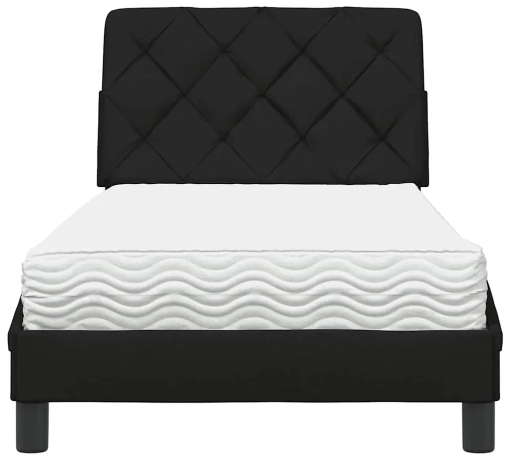 Cama com colchão 90x190 cm tecido preto
