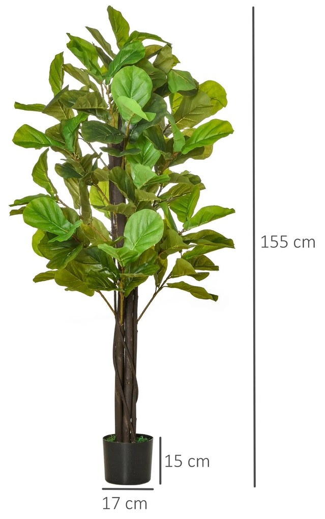 HOMCOM Planta Artificial Figueira no Vaso 155cm de Altura com 114 Folh