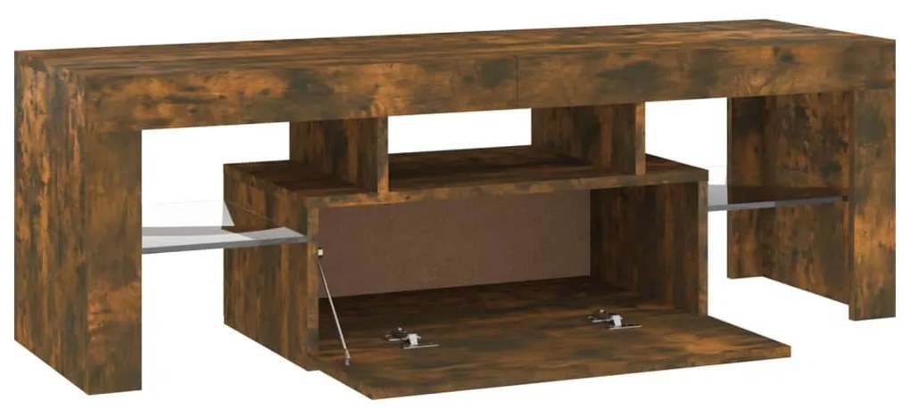 Móvel de TV com luzes LED 120x35x40 cm carvalho fumado