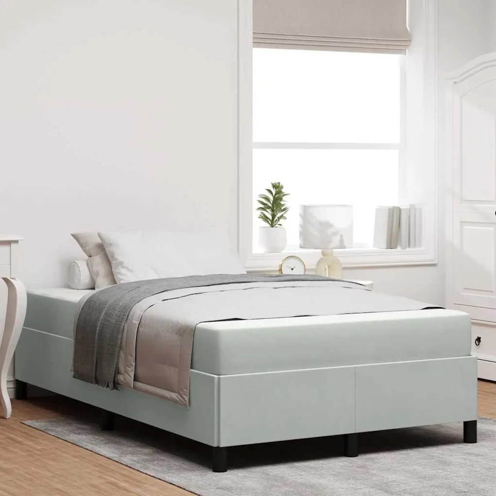 vidaXL Estrutura da Cama Branco e Cinza Claro 120 x 190 cm Veludo