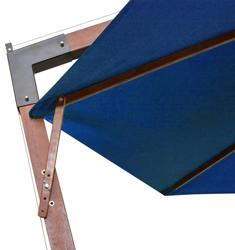 Guarda-sol suspenso com poste 3,5x2,9 m abeto maciço azul-ciano
