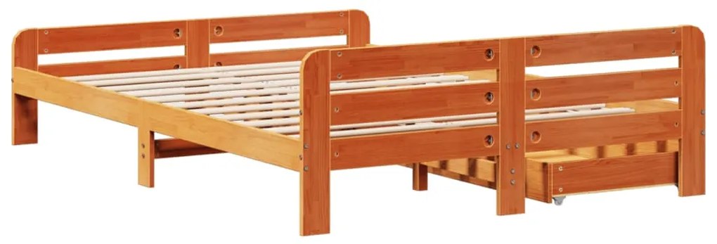 Cama sem colchão 140x190 cm pinho maciço castanho-mel