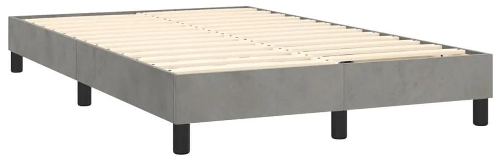 Cama box spring c/ colchão/LED 120x200 cm veludo cinzento-claro