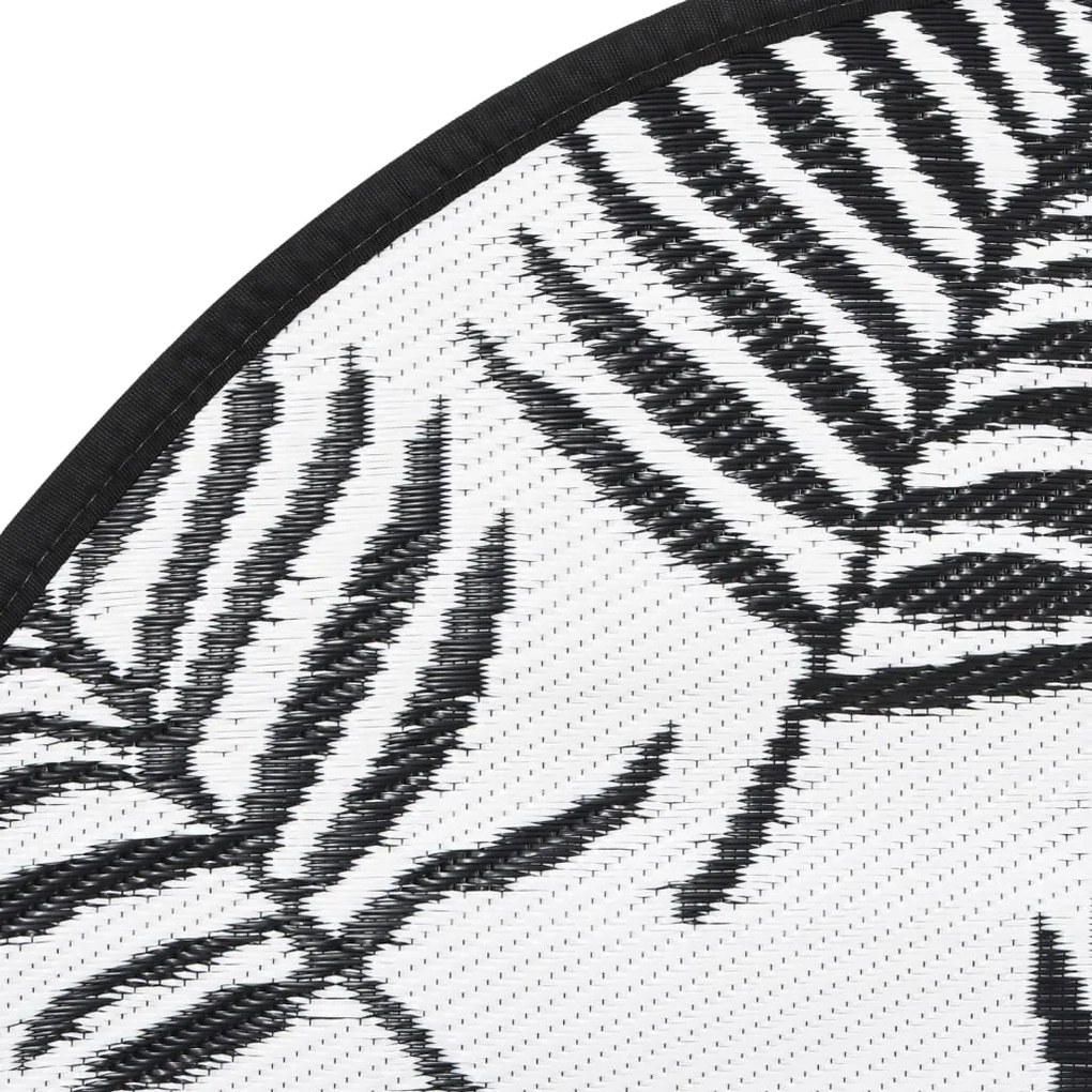 Tapete de exterior Ø160 cm ARAKIL PP branco e preto