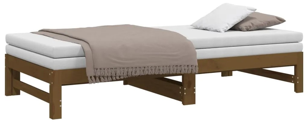 Estrutura sofá-cama de puxar 2x(90x190)cm pinho maciço castanho