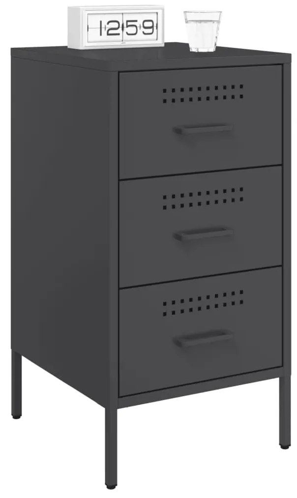 Mesas de cabeceira 2 pcs 36x39x68 cm aço preto