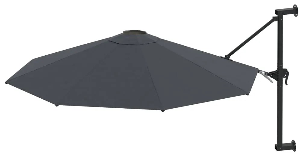 Guarda-sol de parede com mastro de metal 300 cm antracite