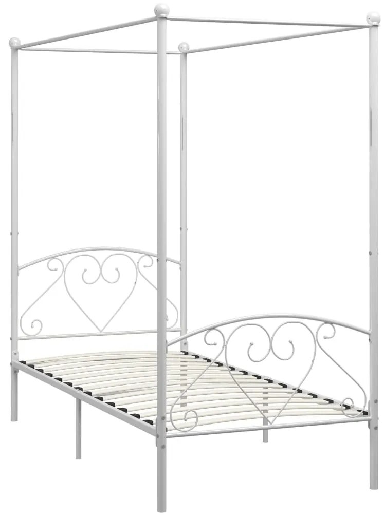 Estrutura de cama com dossel 100x200 cm metal branco