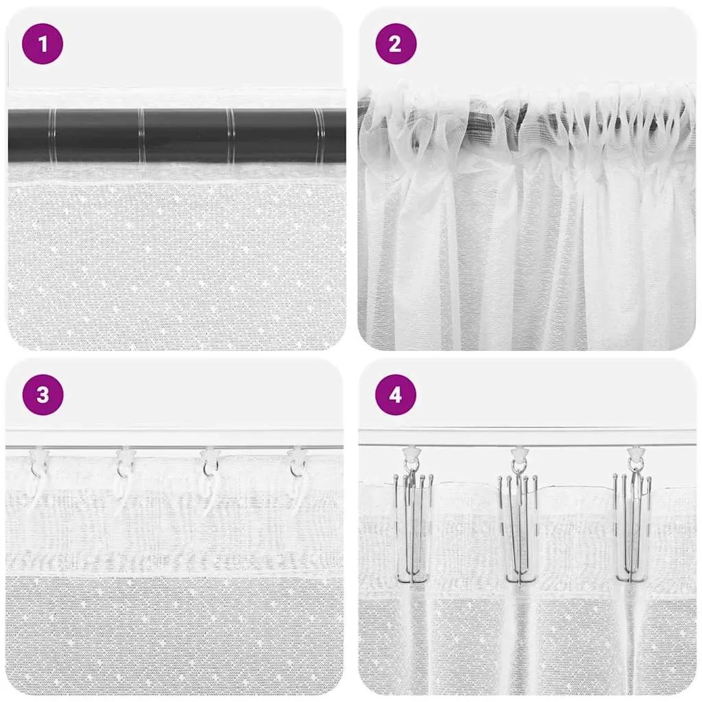 Cortinas com cortinas Floral Branco 600 x 140 cm Poliéster