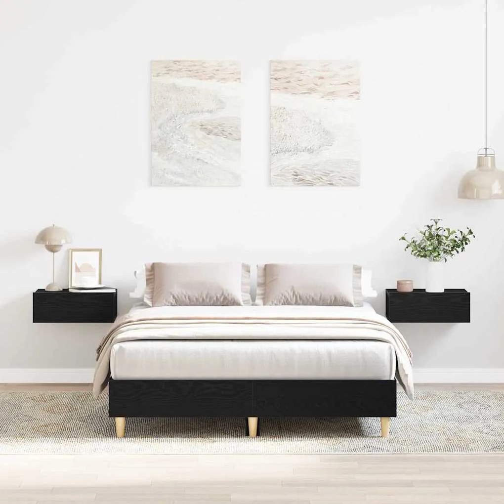 vidaXL Estrutura da Cama Carvalho Preto 193 x 143 x 25 cm