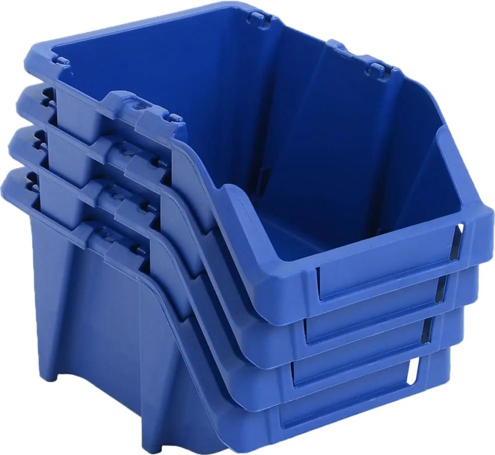 Caixas de arrumação empilháveis 250 pcs 103x165x76 mm azul