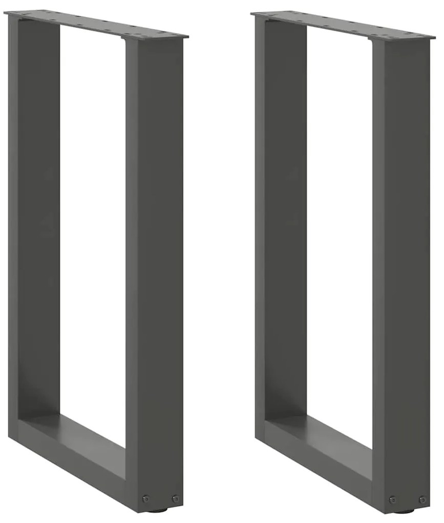 Pés para mesa de jantar em formato de U, 2 peças, antracite, 50x(72-73