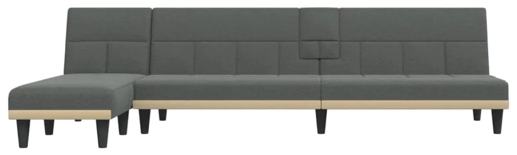 Sofá-cama Chaise Longue 255x140x70 cm tecido cinzento-escuro