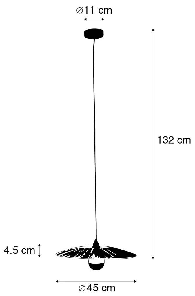 Candeeiro de suspensão rústico preto com corda 45 cm - Leia Rústico ,Oriental