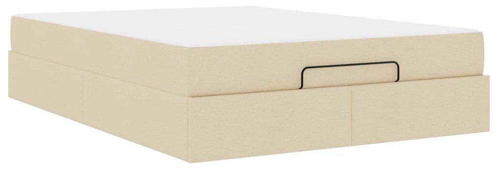 vidaXL Estrutura de cama com colchão com colchão 2 pcs Creme tecido