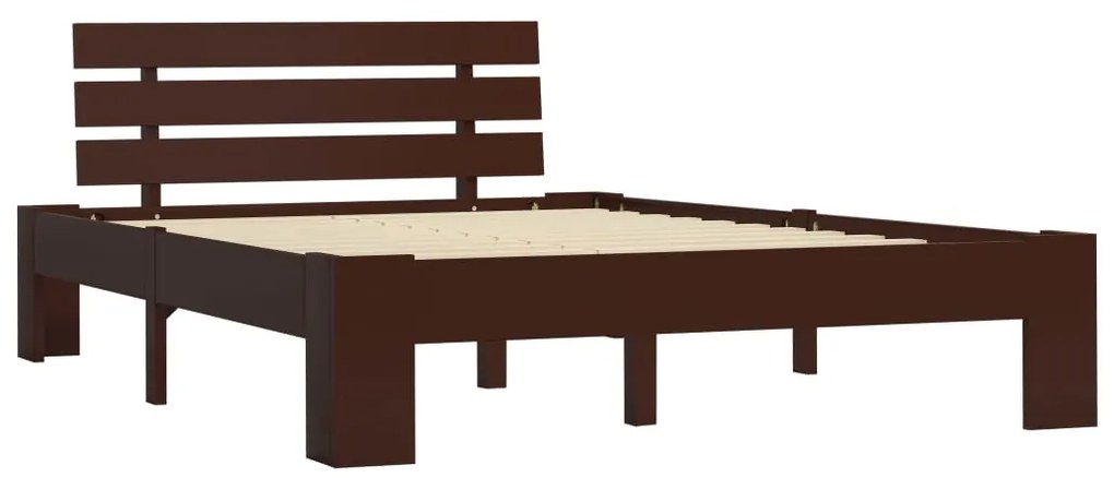Estrutura de cama 140x200 cm pinho maciço castanho-escuro