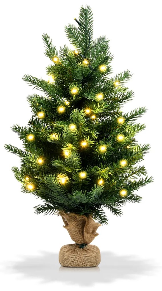 Árvore de Natal artificial de 60 cm com 35 luzes LED e temporizador 234 ramos Base estável Decorações Verde