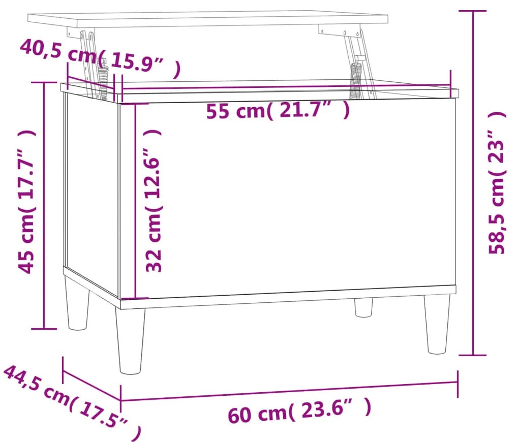 Mesa centro 60x44,5x45 cm derivados madeira carvalho castanho