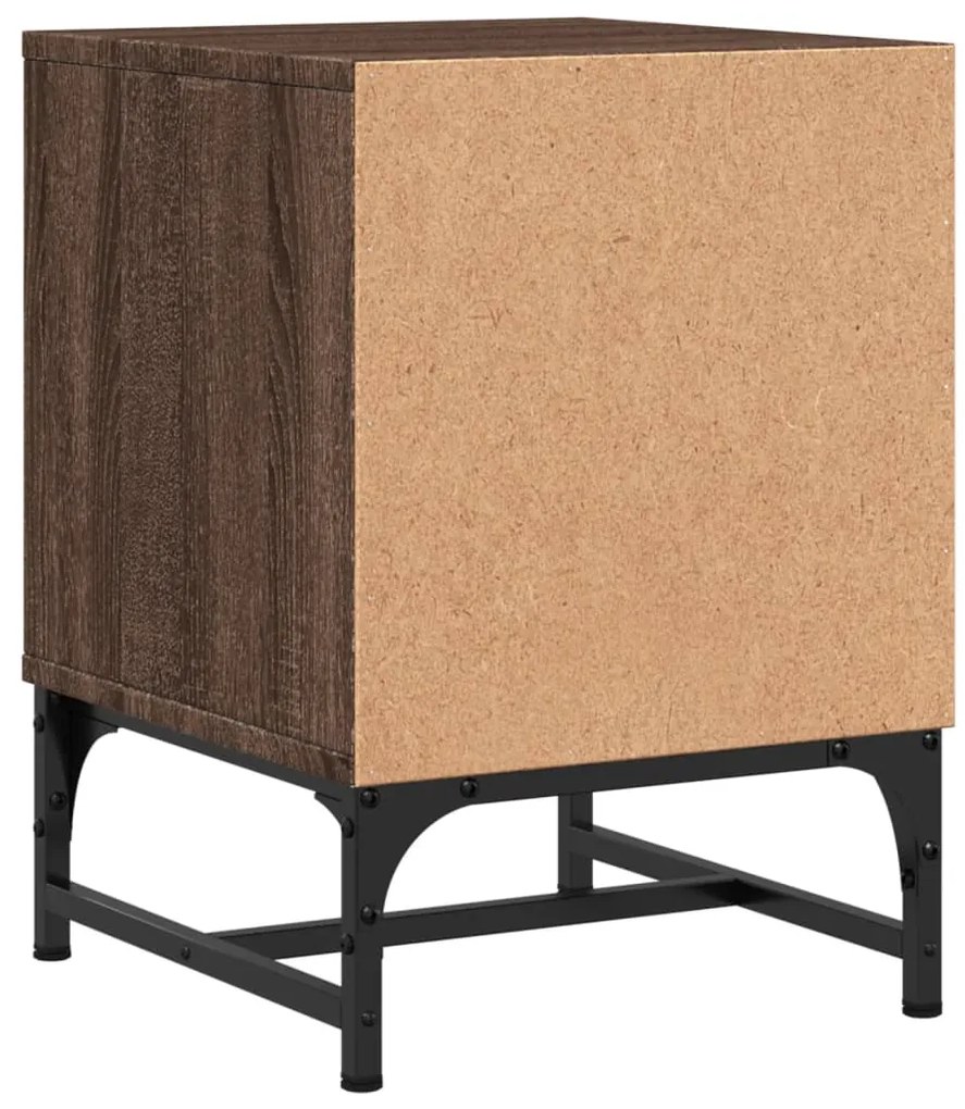 Mesa de cabeceira c/ porta vidro 35x37x50 cm carvalho castanho