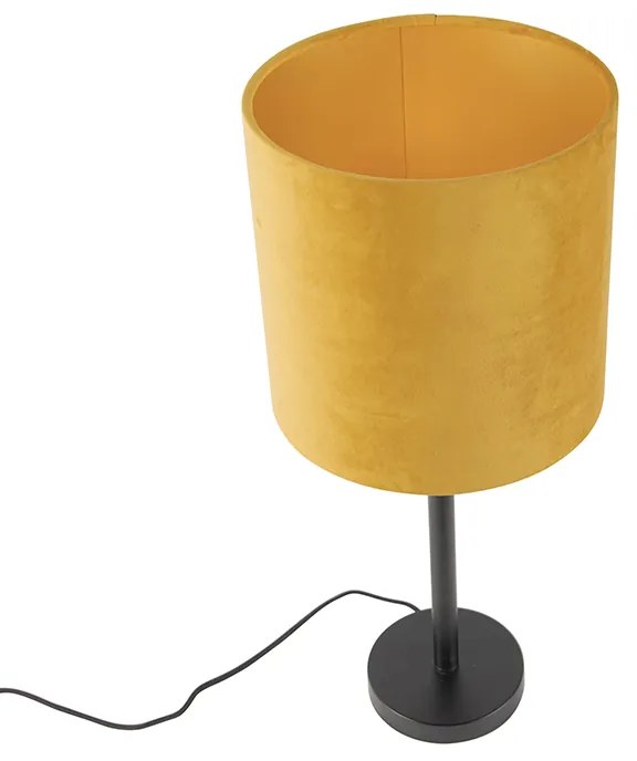 Candeeiro de mesa Art Déco preto com abajur amarelo 25 cm - Simplo Moderno