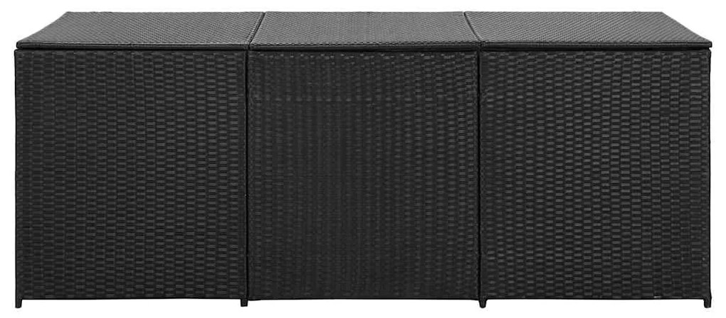 Caixa de arrumação para jardim 180x90x70 cm vime PE preto