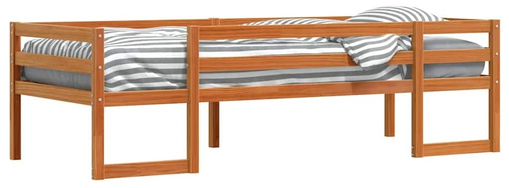 Estrutura de cama infantil 75x190 cm pinho maciço castanho-mel