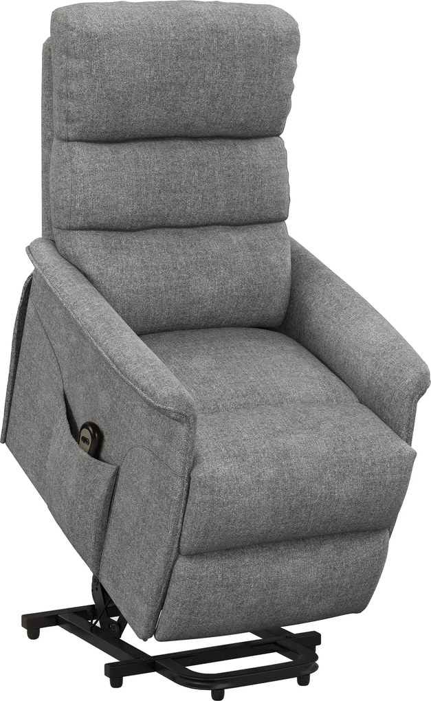 HOMCOM Poltrona Relax Reclinável Elétrica Poltrona Levanta Pessoas com Controlo Remoto e Bolso Lateral 66x90x96 cm Cinza | Aosom Portugal