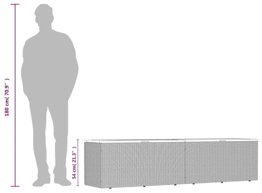 Caixa arrumação jardim 220x50x54 cm vime PE/acácia maciça bege