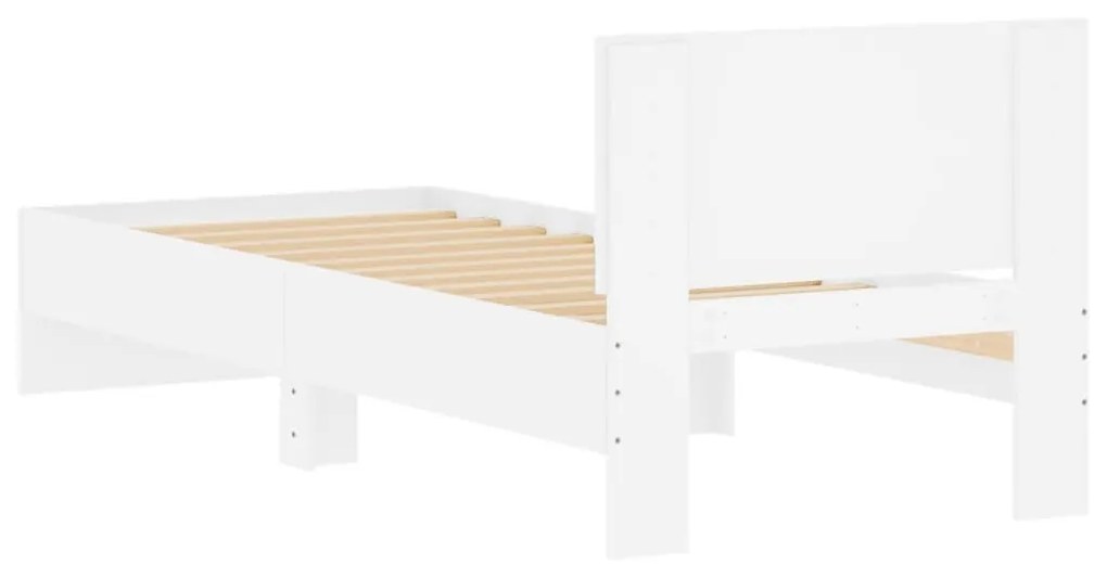 Estrutura de cama c/ cabeceira 90x190 cm deriv. madeira branco